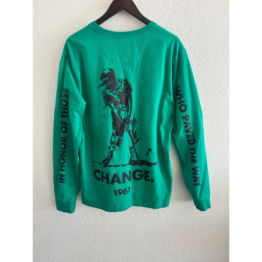 Eastside Golf Long Sleeve Shirt Mens XL Green Graphic‎ Print Change 1961 Logo